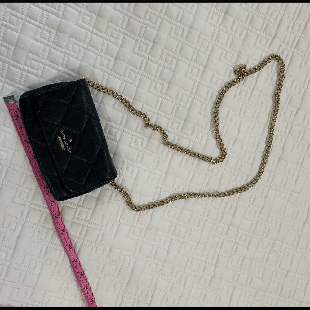 kate spade Black Quilted Mini Crossbody with Gold Chain